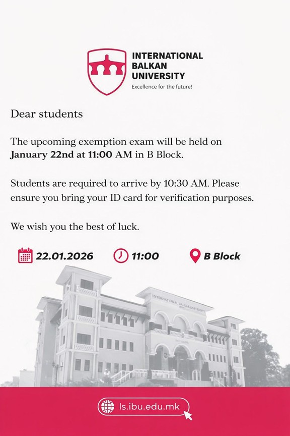 Announcement: Upcoming Exemption Exam Details